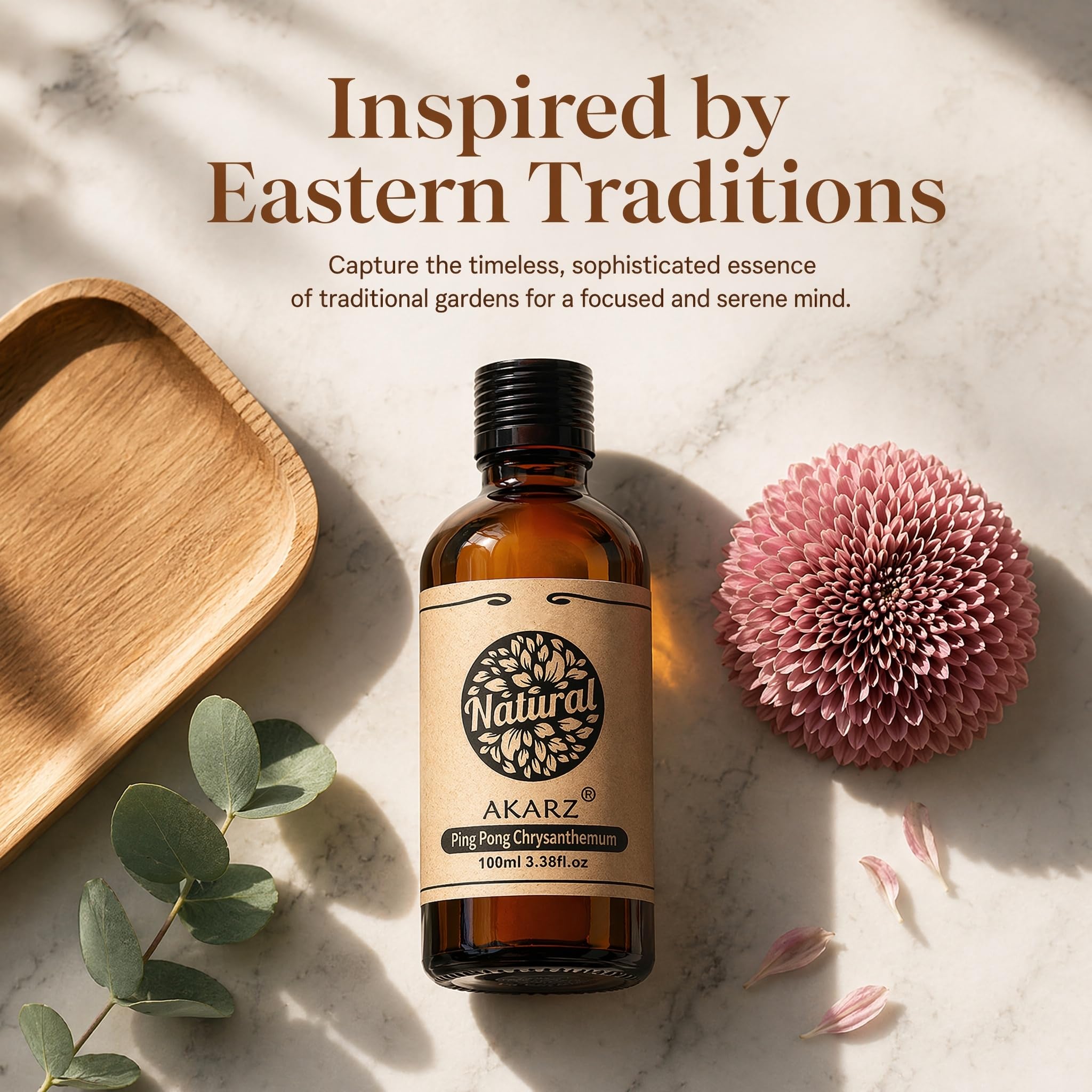 AKARZ 100ml Olejek esencjny z Chryzantemy Ping Pong - Naturalny olejek aromatyczny do dyfuzorów, lamp aromatycznych i aromatów pomieszczeń