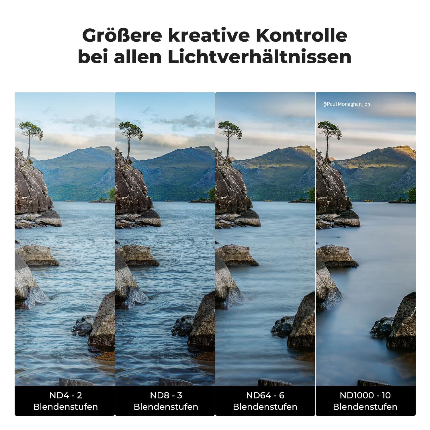 K&F CONCEPT ND Filterset 67mm Neutral Graufilter Set ND4+ND8+ND64+ND1000 ND Filter Kit