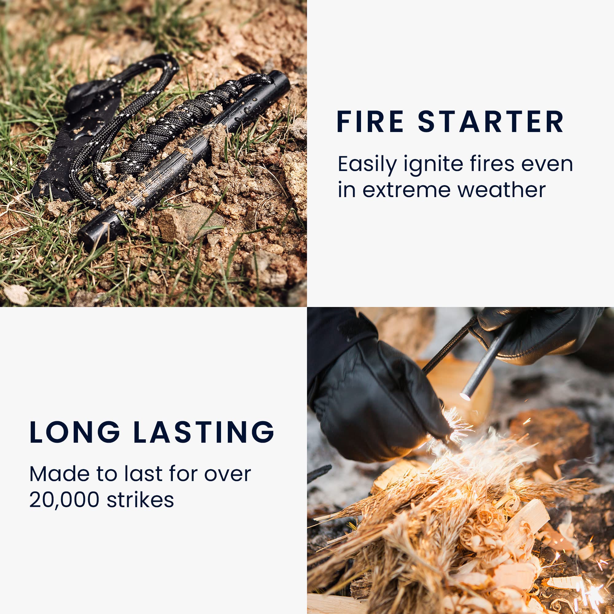 Kit Accendi Fuoco Sopravvivenza - Pietra Focaia Magnesio - 12.000 Accensioni - Con Apribottiglie - Foto 9