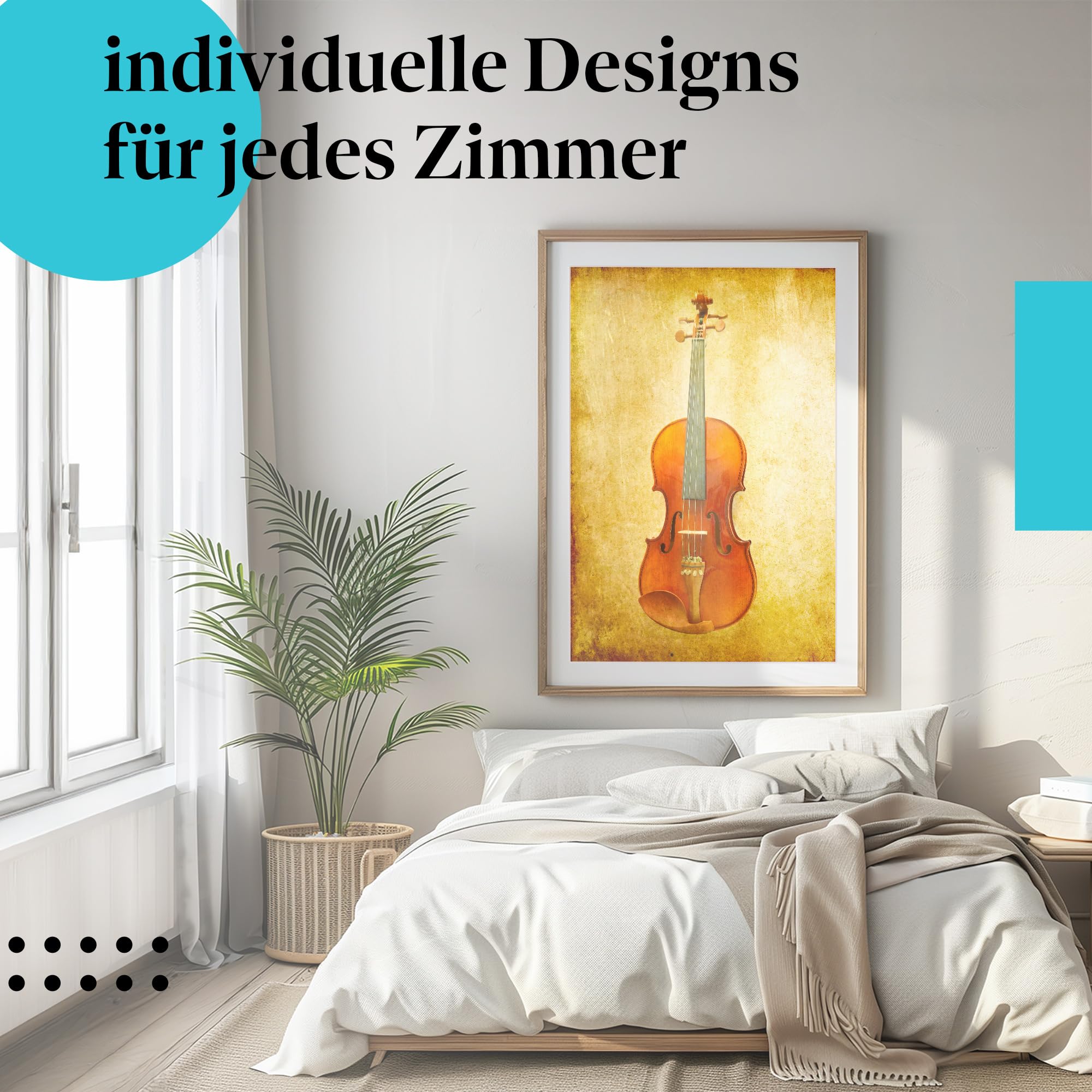 Postereck - 0805 - Vintage Geige, Violine Streichinstrument Musik - Wandposter Fotoposter Bilder Wandbild Wandbilder - Leinwand - 100,0 cm x 75,0 cm