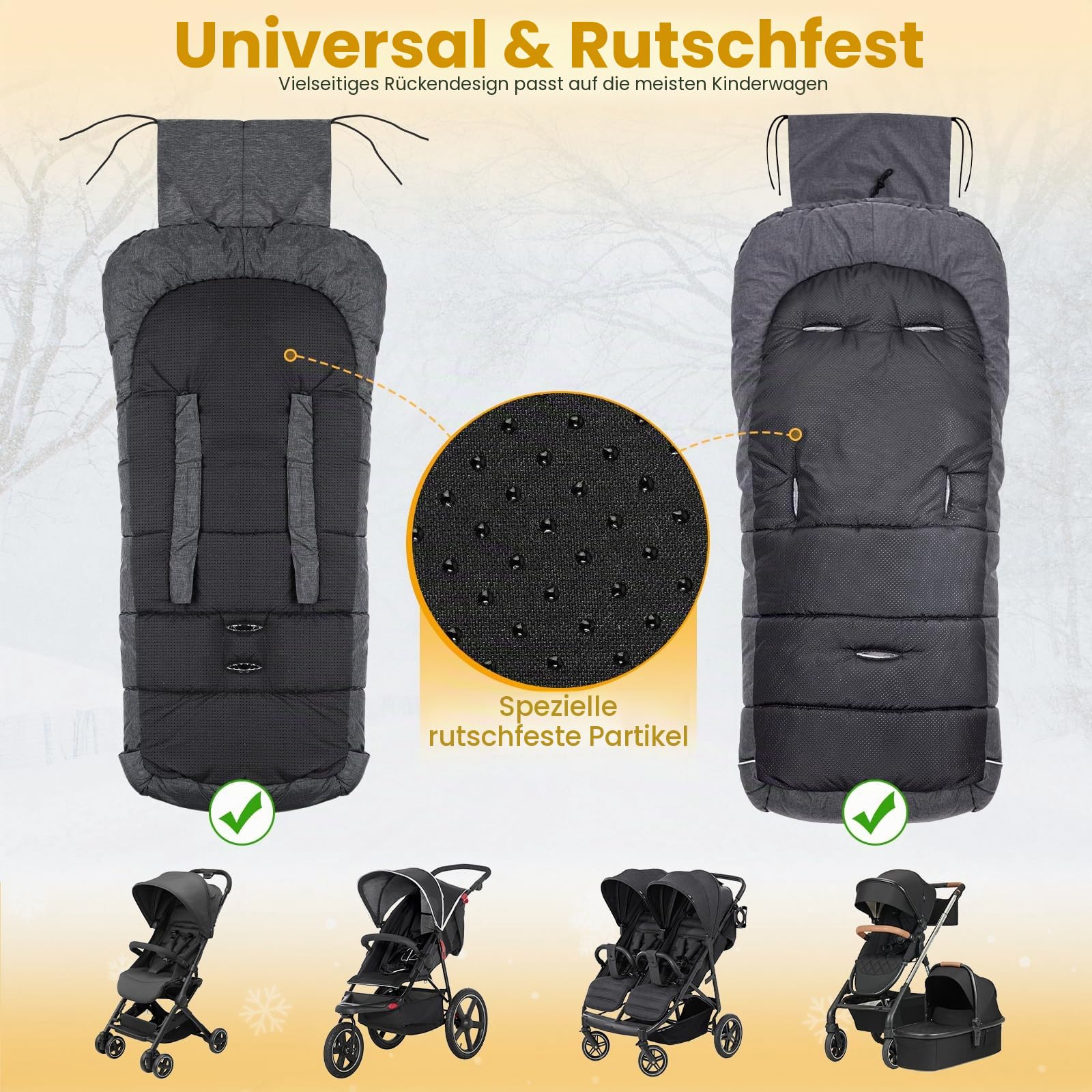 Orzbow Fußsack Kinderwagen Winter, Fußsack Buggy, Reißverschluss,Dunkelgrau