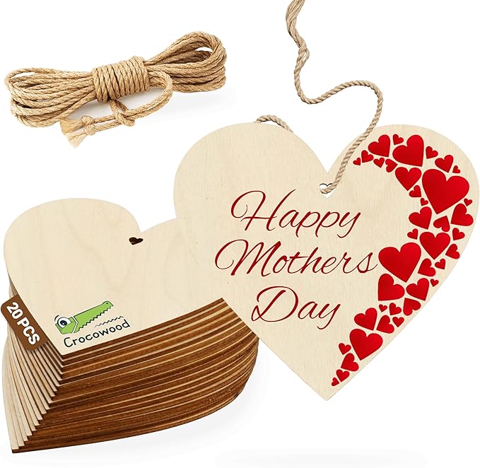 20 PCs Unfinished Wood Hearts 10cm Wooden Hearts for Crafting Wooden