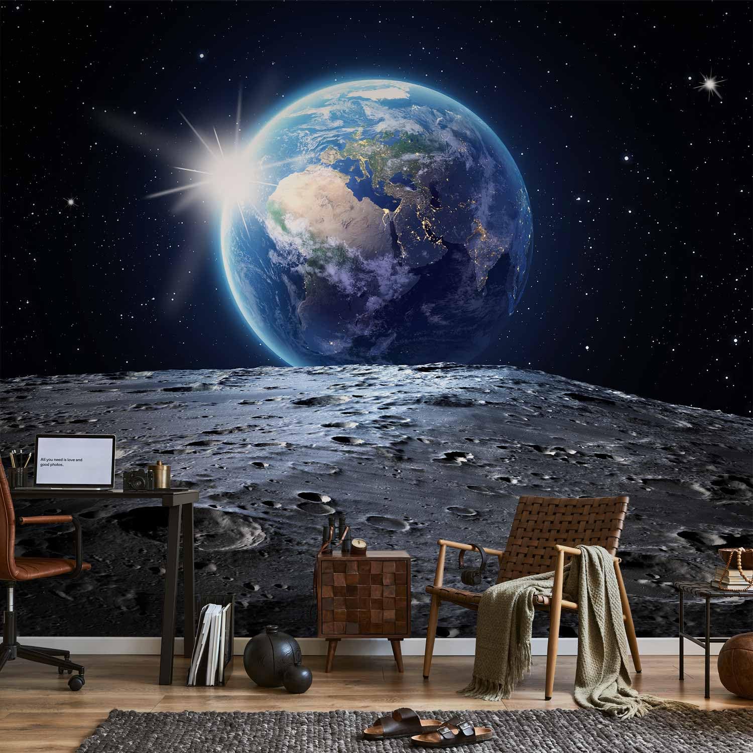 murando Fotomurales 350x256 cm XXL Papel pintado tejido no tejido Decoración de Pared decorativos Murales moderna de Diseno Fotográfico cosmos luna terra f-A-0274-a-a