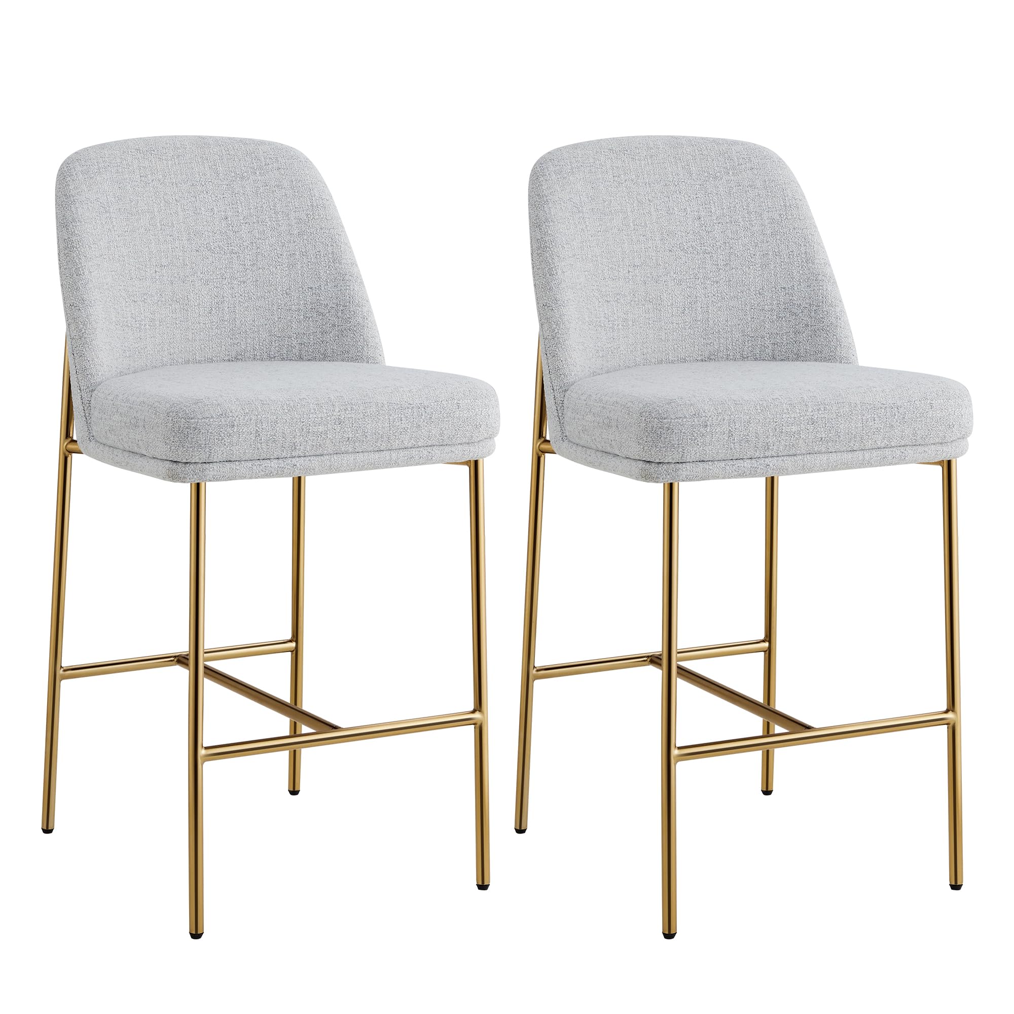CHITA Counter Height Bar Stools Set of 2, FSC Certified Metal Barstools for Kitchen Island, 27" H Seat Height, Fabric, Light Grey (Multi-Colored)