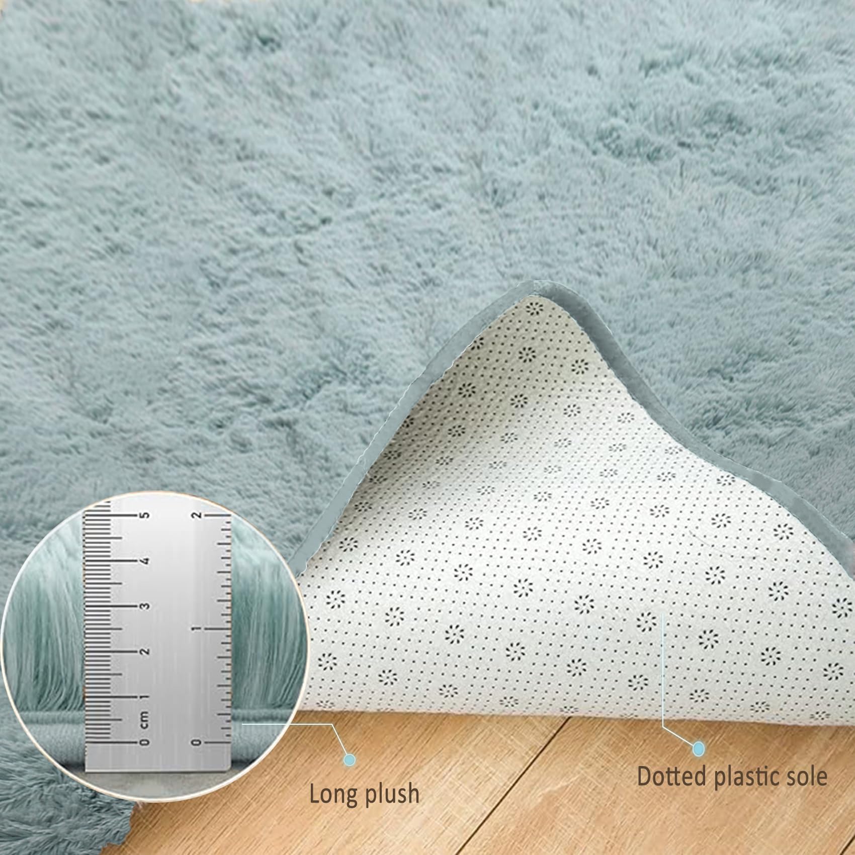 Waschbarer Teppich 100 x 250 cm, Waschbar, Flauschige Oberfläche, Robust, Spitzenqualität, Pflegeleicht, in Vielen Farben & Größen, Teppich Hochflor Wohnzimmer, hellblau