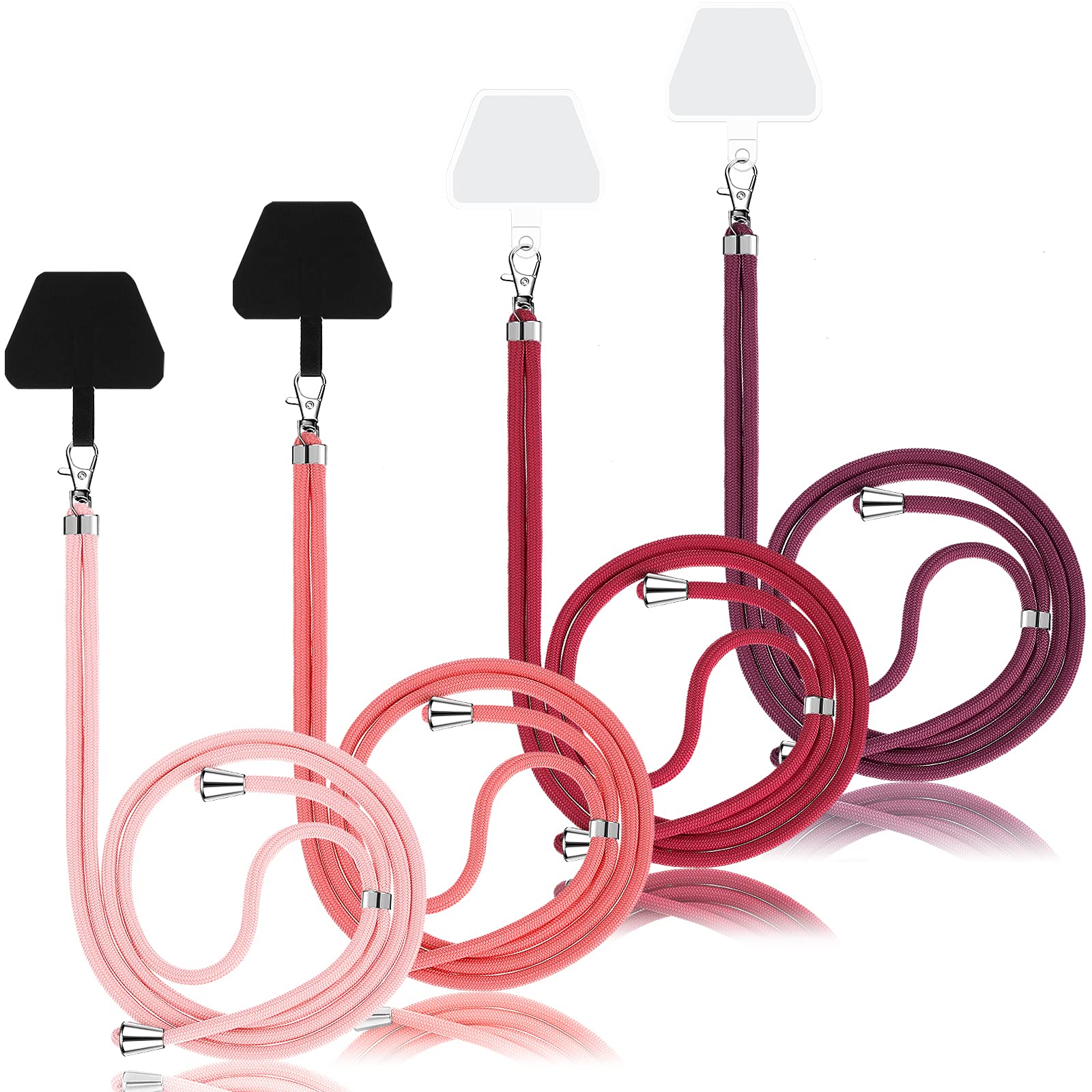 Weewooday4 Pieces Universal Cell Phone Lanyard Crossbody Adjustable Nylon Phone Lanyard for Around Neck for Most Phones (Red Color Series)