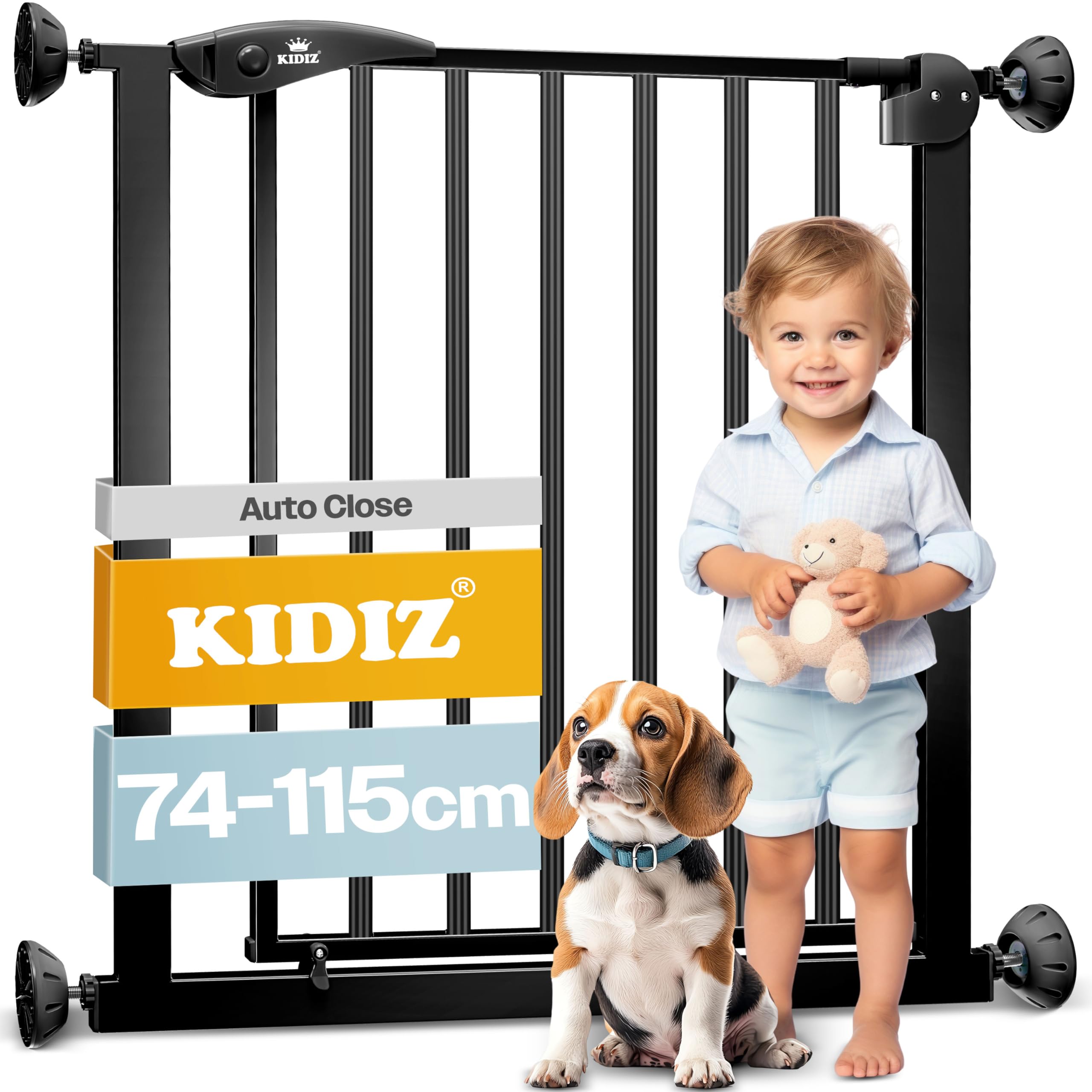 KIDIZ® Griglia di protezione per porte e scale, per bambini, senza forature, orientabile su entrambi i lati,