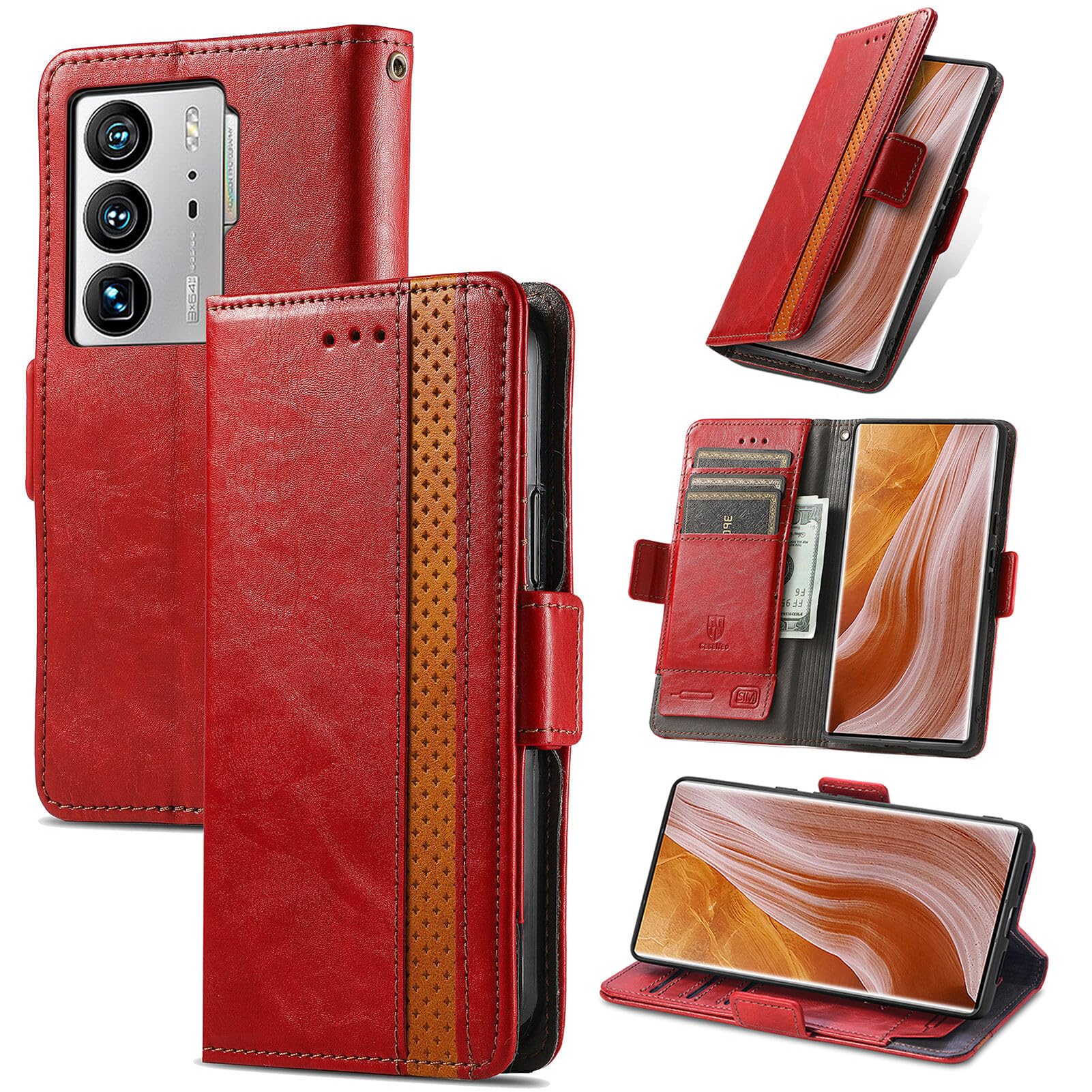 Compatible with ZTE Axon 40 Ultra Wallet Case, PU Leather Flip Case with Card Holders RFID Blocking Kickstand Phone Cover