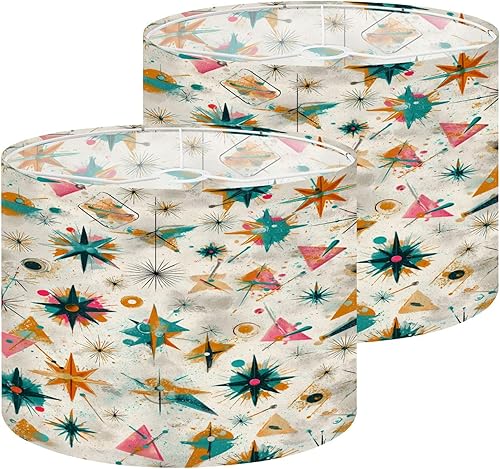 Miniatura 25 de Lamp shades for Table Lamps Retro Futuristic Design Teal Pink Orange Cream Hues Medium Drum Lamp Shades 13''W x 10''H Replacement LampShades Spider
