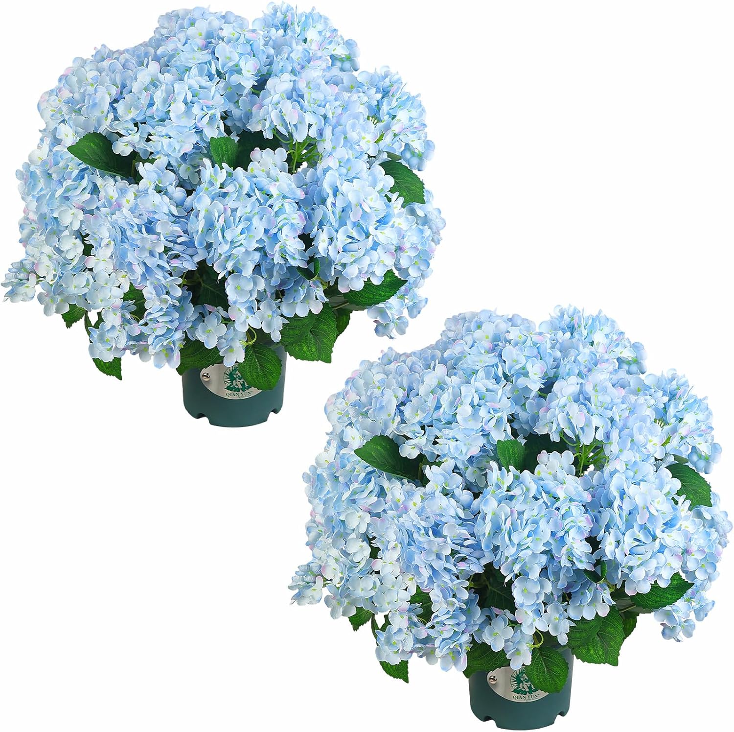 QIANYUN Artificial Topiary for Outdoors -20” Potted Plant Fake Hydrangea Bush-UV Resistant Artificial Outdoor Plants for Front Porch, Garden, Yard, Patio Decor (White)