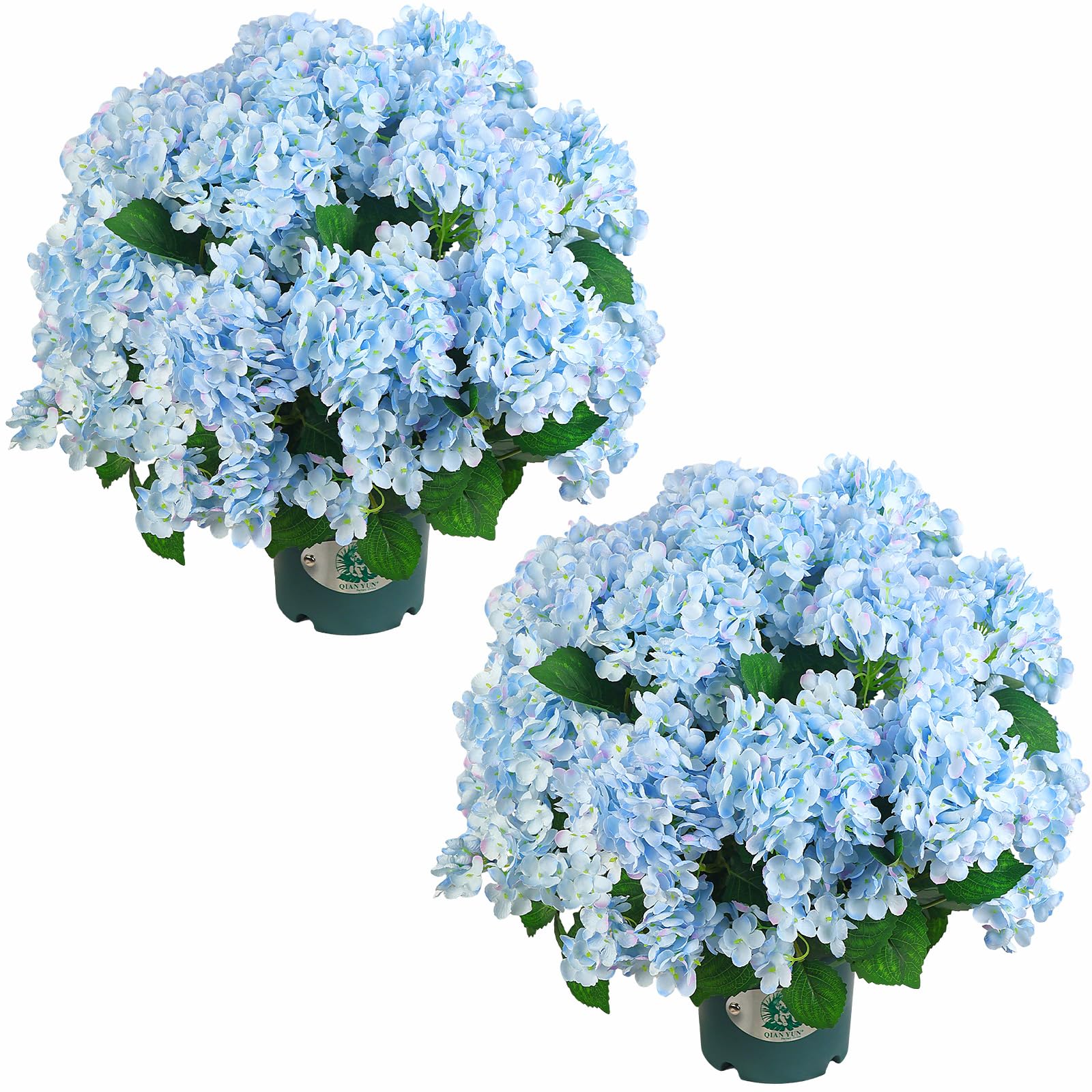 QIANYUN Artificial Topiary for Outdoors -20” Potted Plant Fake Hydrangea Bush-UV Resistant Artificial Outdoor Plants for Front Porch, Garden, Yard, Patio Decor (Blue)