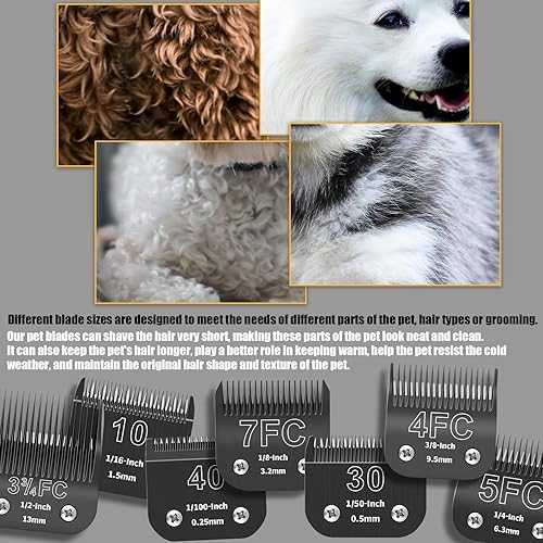 Miniatura 6 de Cuchillas de cerámica desmontables de 3 colores 15# para el aseo de perros de mascotas, compatibles con Andis, Oster A5, Wahl KM-10 Series, Tamaño