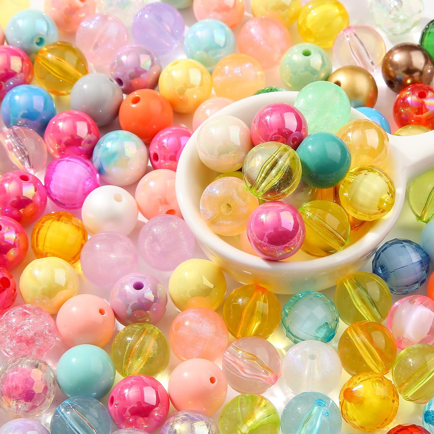 16mm Acrylic Beads 220pcs Transparent Color Mix Pen Bead Focal Spacer Chunk Bubblegum Beads for DIY Crafting Necklace Bracelet Jewelry Making Keychain (Mix Color) - Image 7