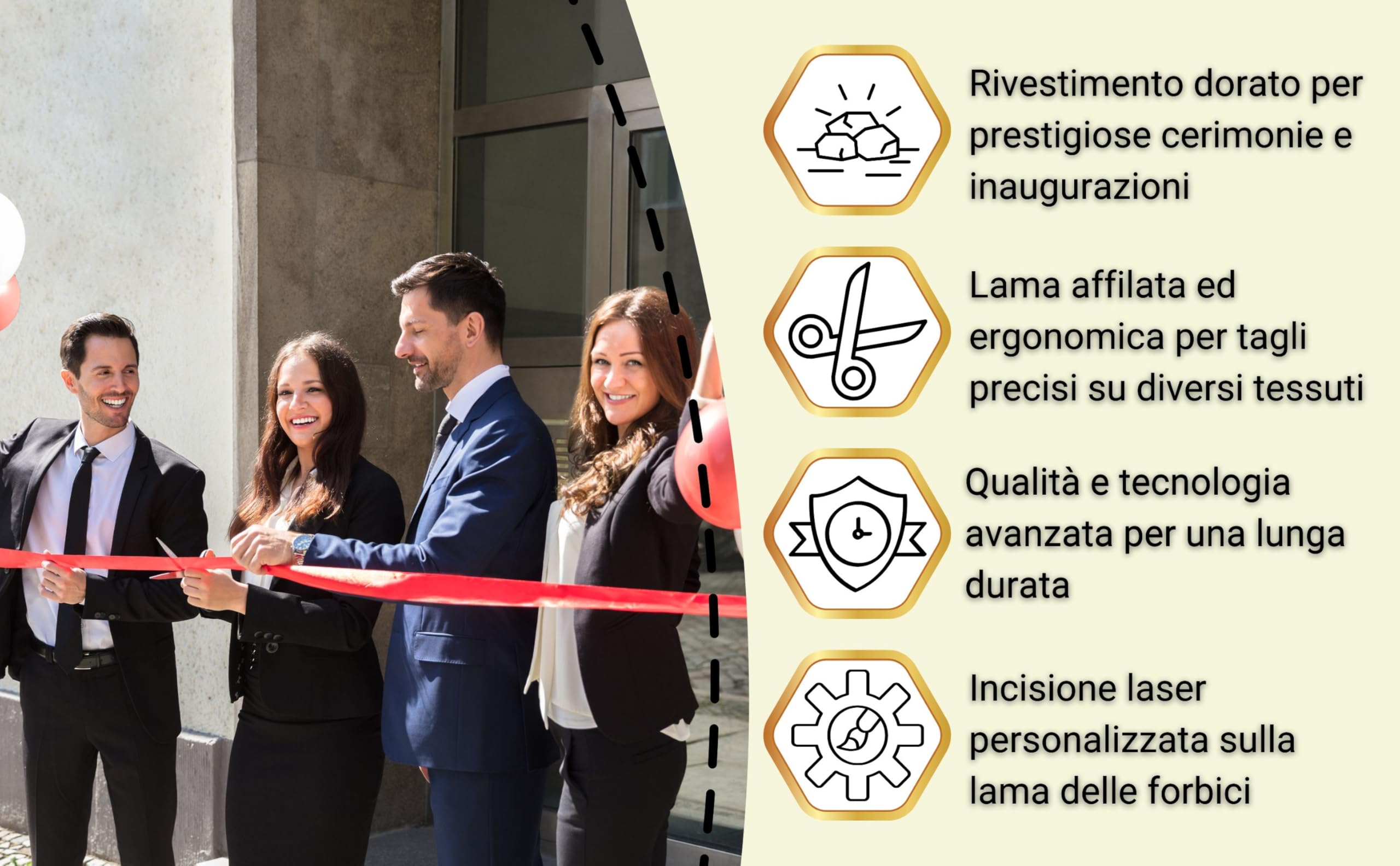 Gifaz Forbici da sarta per Inaugurazione e cerimonie taglio nastro Dorata Cm. 30