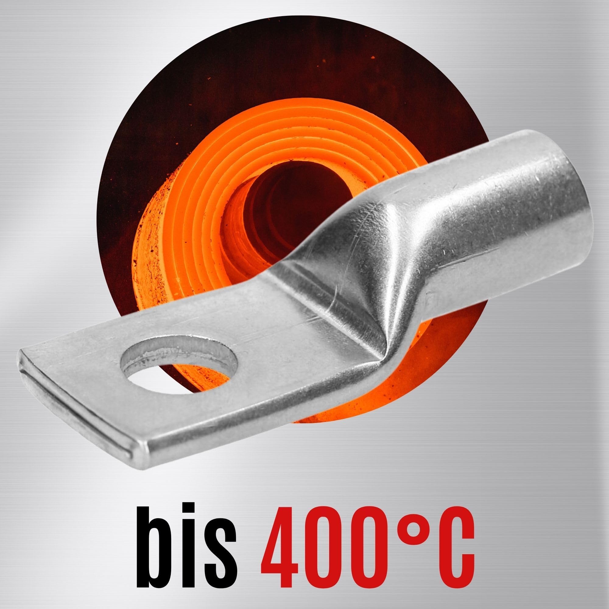 Kalitec 10x Edelstahl Rohrkabelschuh V4A 50mm² M8 - Presskabelschuh