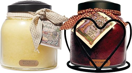 Paquete especial del día de San Valentín pastel de mantequilla de limón, tarro de vela perfumado de Papa de 34 onzas más portavelas de corazón negro