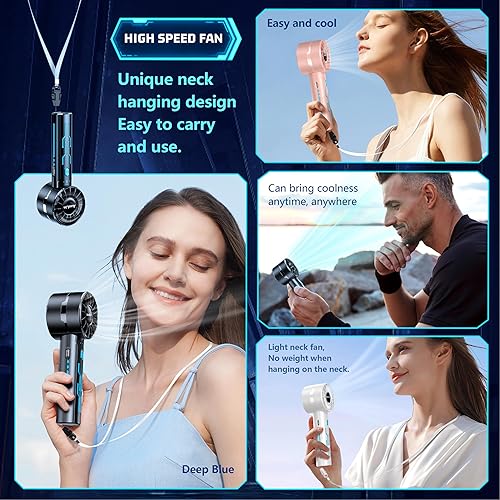 Miniatura 7 de 2 ventiladores turbo portátiles de mano con motor de alta velocidad de 7000 rpm, ventilador personal de refrigeración recargable por USB, 4
