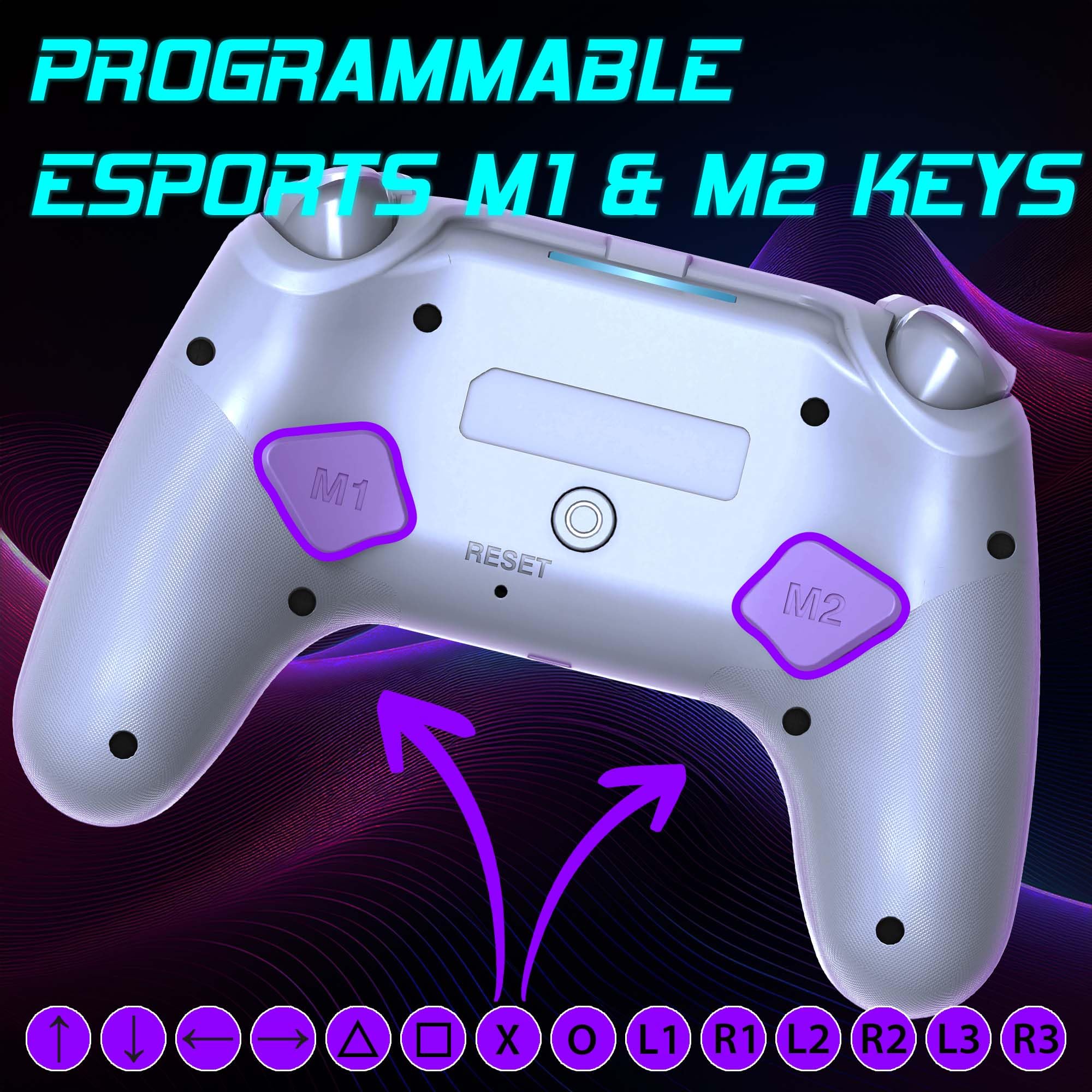 Subsonic - Mando Inalámbrico para PS5 y PC - Blanco | Ergonómico, LED RGB Programables, Vibración, Panel Táctil, Palancas Programables - Compatible PlayStation 5 y PC