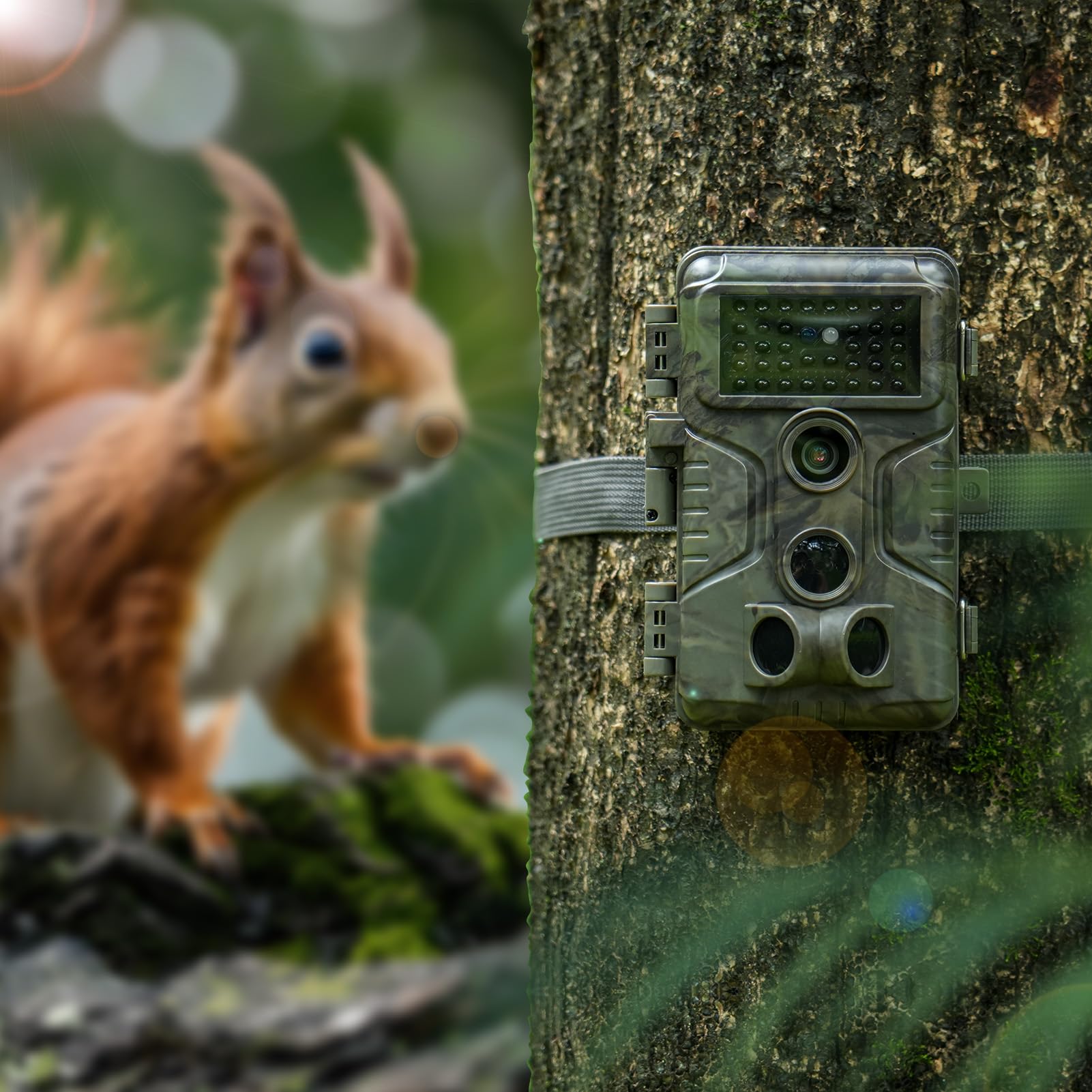 GardePro A3S Wildkamera mit 64GB SD-Karte, 64MP 1296P H.264 Video Wildtierkamera mit Klarer 30m No Glow Infrarot, 0.1s Schnelle Trigger Nachtsicht Bewegungsmelder, 120° Erfassungswinkel, IP66