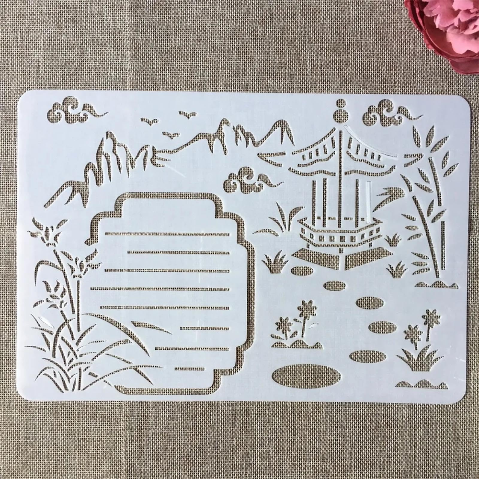 Plantillas reutilizables, 8 unidades, 29 cm, tamaño A4, plantillas de pared chinas para pintar, manualidades, plantillas para pintar sobre madera, decoración del hogar