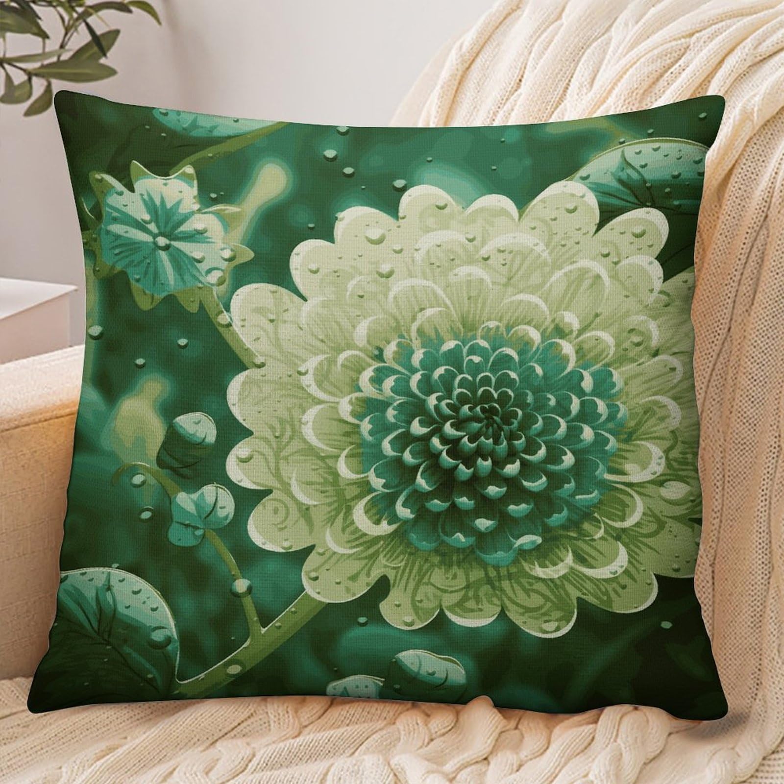 Fekiloot Style Green Flower Pillowcase Pillow Sham Pillow Case