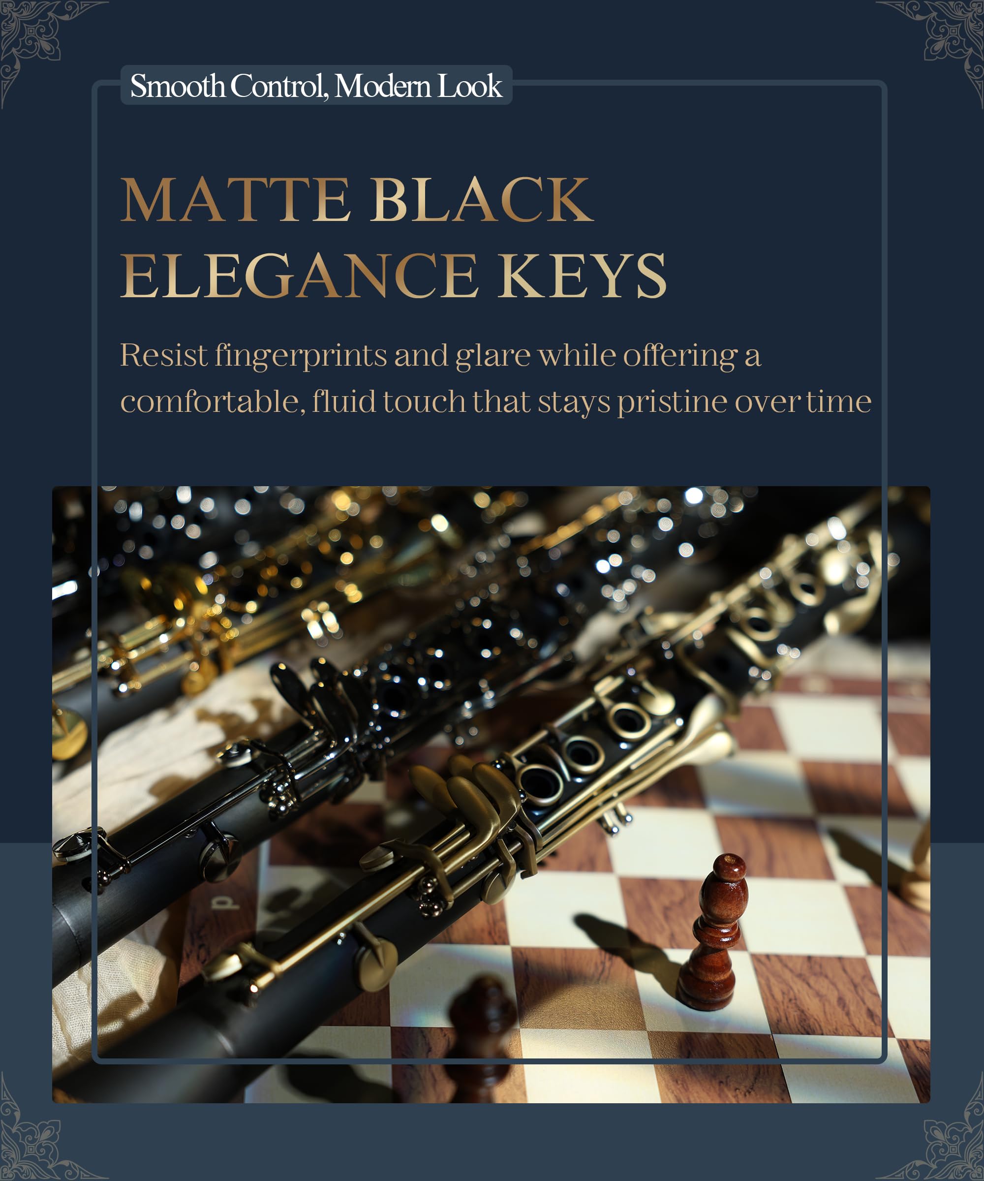 AKLOT B Flat Concert Clarinet: Precision Tone Hole Design for Stable Intonation, Durable Black Nickel Keys, Including Leather Hard Case, Barrel, Stand, Full Cleaning Kit (Aria-EN)