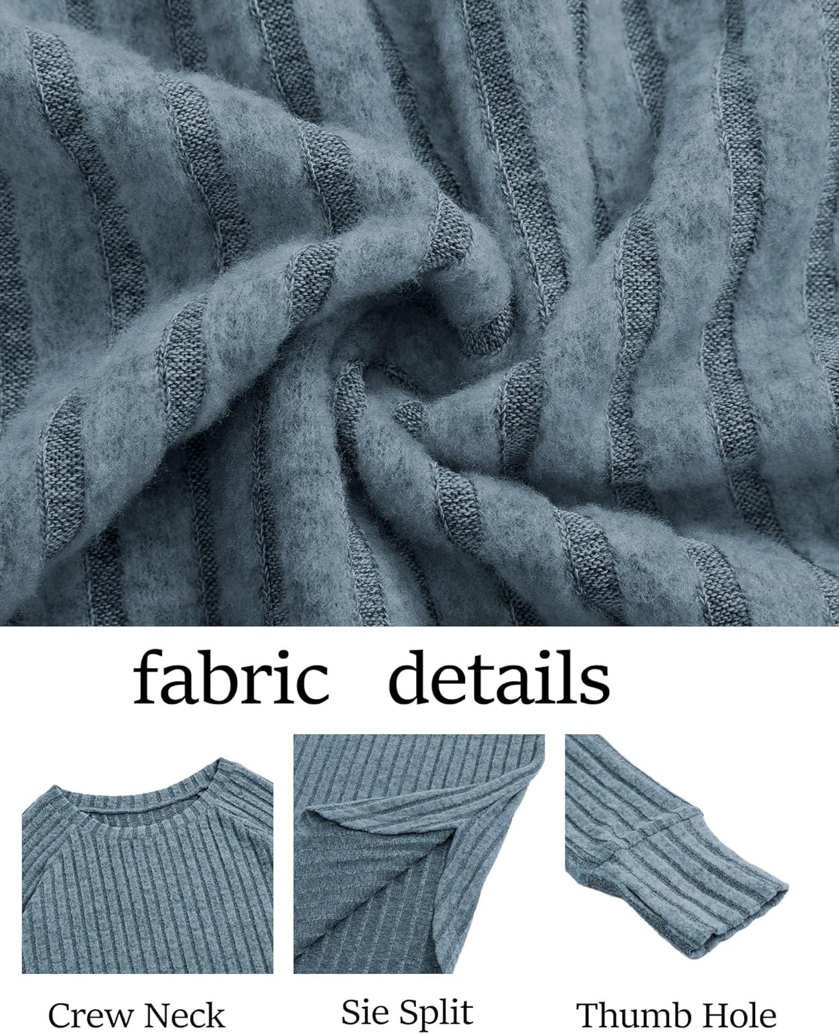 Riyiper 3 Pack Women's Plus Size Long Sleeve Sweaters, Curved Hem Side Split Crew Neck Loose Fall Tunic Tops with Thumb Hole - Image 6