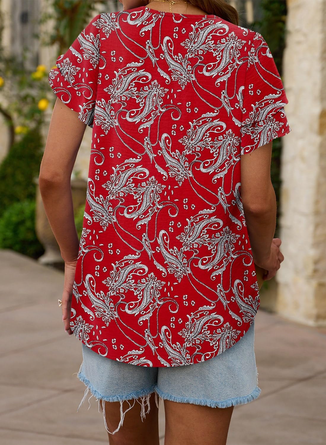 CRAZY GRID Women's Shirts Summer Casual Crewneck Short Sleeve Blouses Cute Floral Print Tunic Tops - Image 3