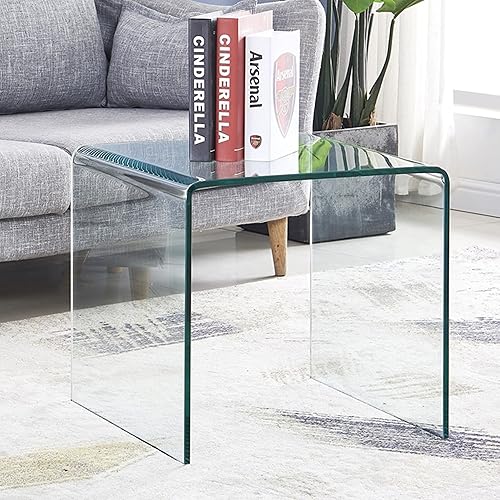 Mesa auxiliar transparente de vidrio templado, mesas de noche modernas para sala de estar, mesas modernas dobladas pequeñas, fáciles de limpiar y