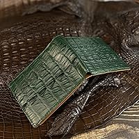 ★美品★CROCODILE SKIN クロコダイルスキン 二つ折り財布 グリーン Crocodile 財布 メンズ 二つ折り 本革 革 レザー 深札入れ 40代