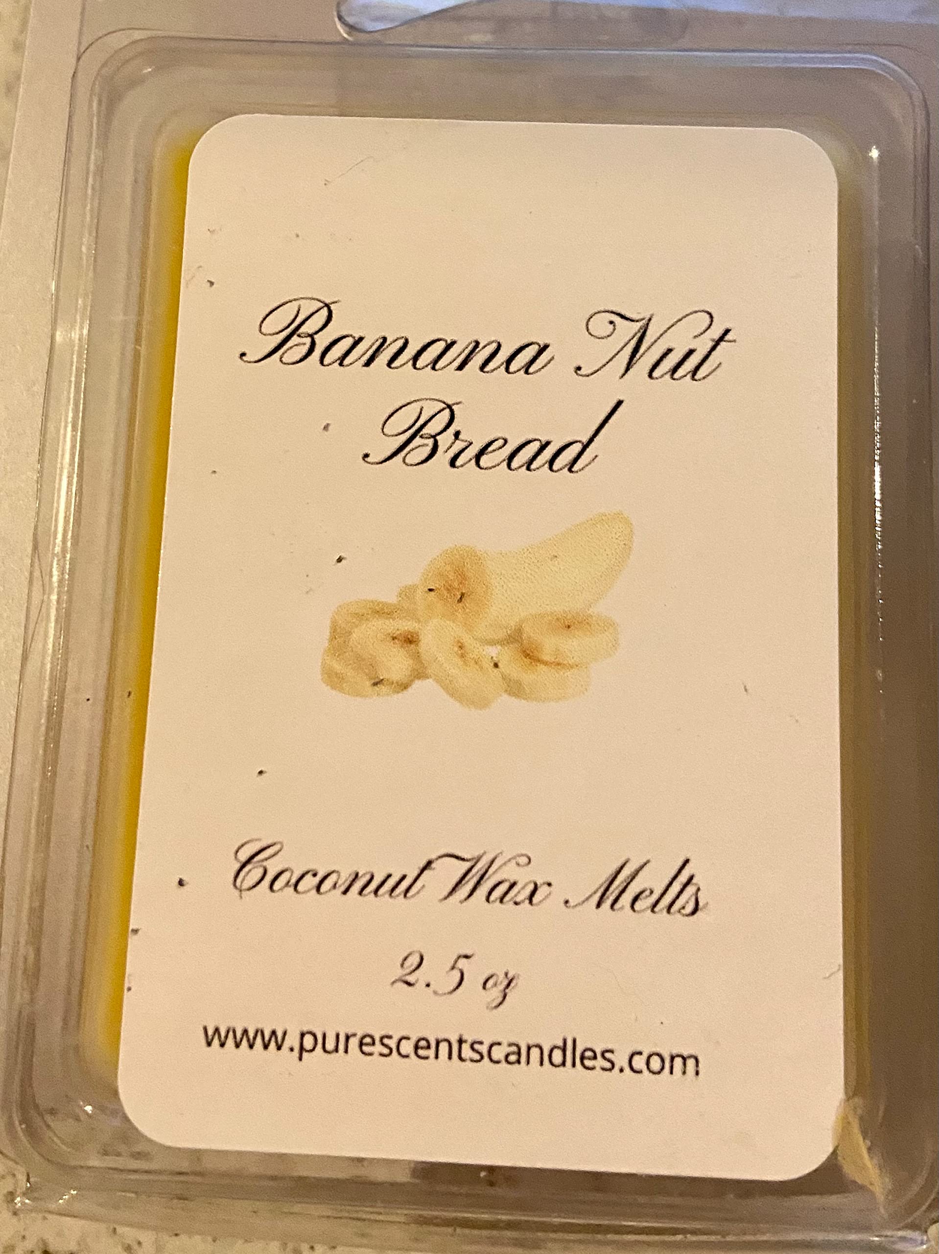 Banana Nut Bread Wax Melts 2.5 oz Oven Fresh. This Delicious Combination of Walnuts, Ripe Banana, Vanilla, and a Touch of Spice i Naturally Strong Scented