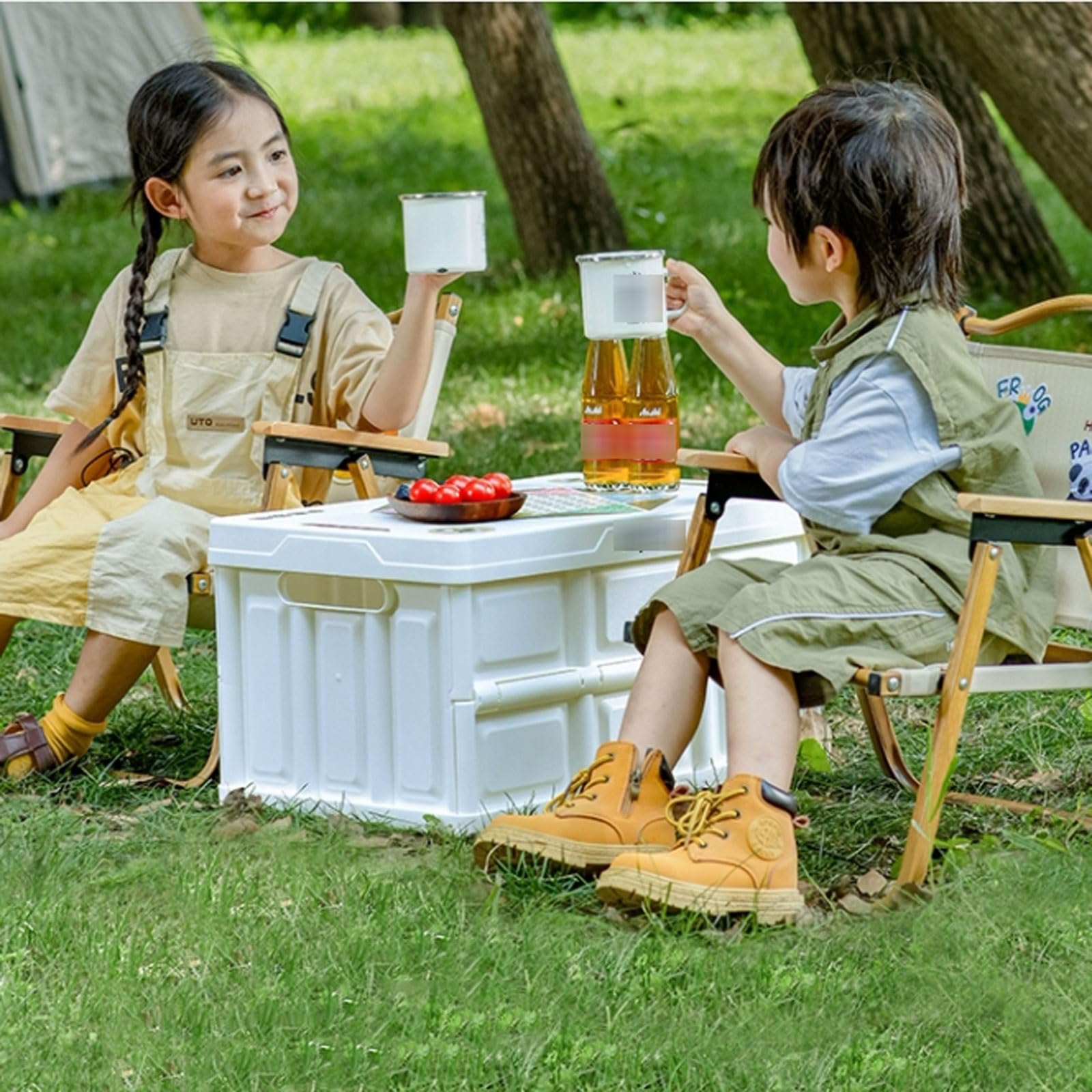 Torba kempingowa Składany organizer do bagażnika Outdoor Camping Box przechowywania, wielofunkcyjny składany pojemnik w domu Pudełko sortowania na piknik Skrzynia użytkowa Crate(Biały)