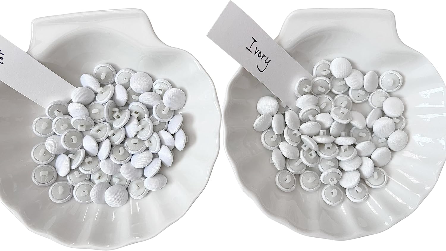 PEPPERLONELY 50PC 1/2 Inch Satin Cloth Buttons with Shank and Buttonhole Set for Bridal, Wedding Dress, Satin Blouse, Prom, Formal Dress - Ivory
