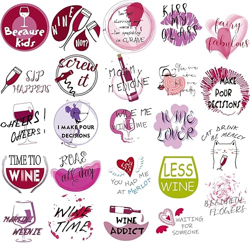 Outus 120 marcadores de vidrio para bebidas, calcomanías divertidas para gafas, calcomanías para fiestas de amor, cata de amor, regalos y recuerdos,