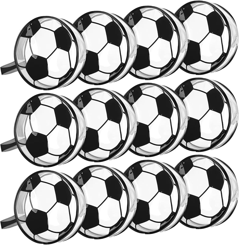 12 Pcs Soccer Cosmetic Snack Bag Goodies Gifts Accessories for Makeup Bags Soccer Clear PVC Cheer Case Toiletry Zipper Pouch Waterproof Travel Handbag Purses Organizer for Team Gift