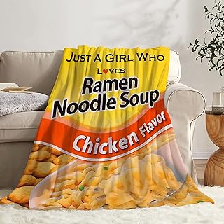 Todeyya Ramen Chicken Blanket Ramen Blanket Just a Girl Who Loves Ramen Blanket Flannel Fleece Throw Air Conditioning Quilt Lightweight Cozy Plush Blanket for Sofa S 50
