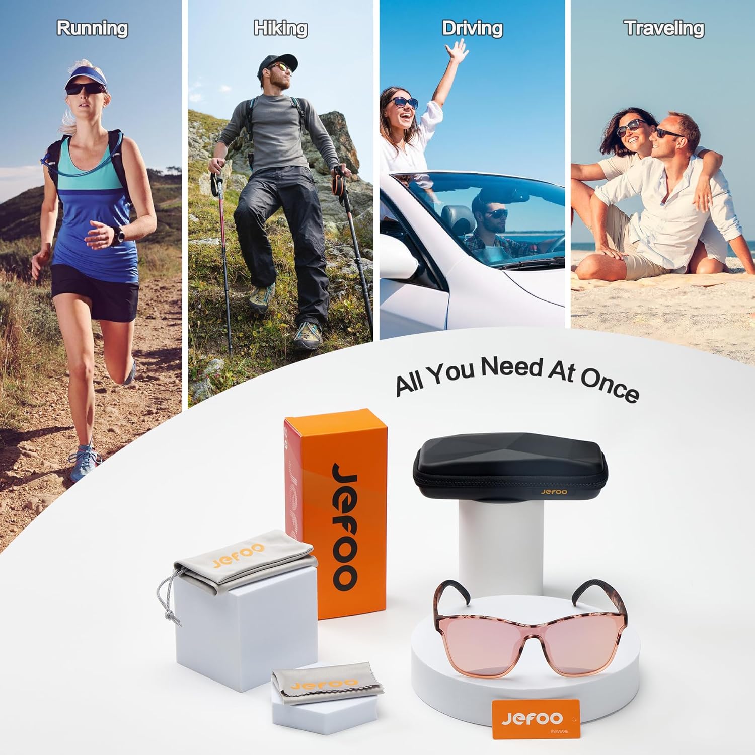 Jefoo Running Sunglasses for Women Men Polarized Retro Shades Trendy 80s Mirrored Shield UV400 Protection Tangle Free - Image 6