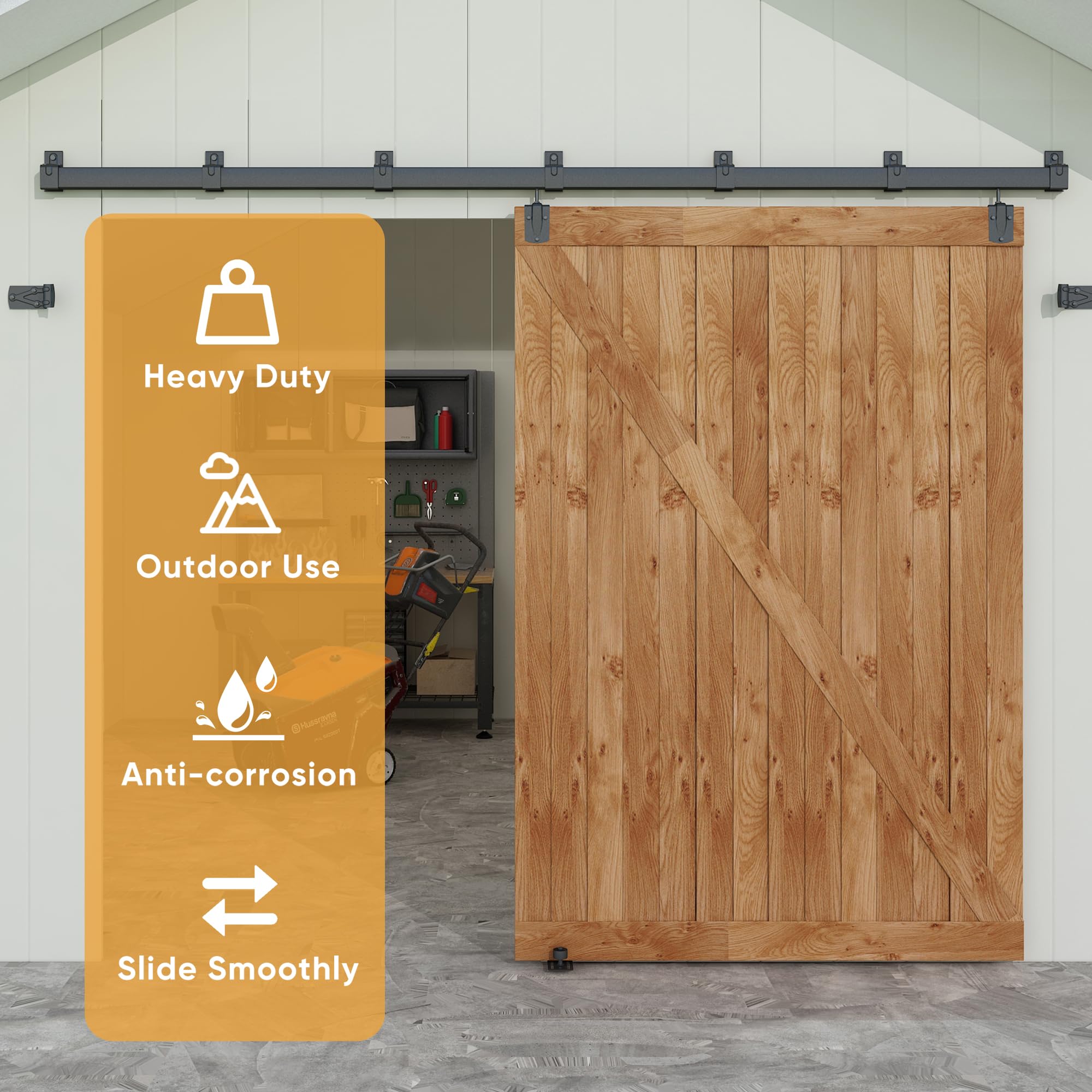 Snapklik.com : JUBEST 10FT Box Rail Exterior Barn Door Hardware Kit ...