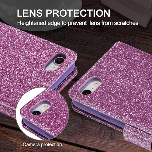 Miniatura 4 de UEEBAI Wallet Case for iPhone SE3 5GiPhone 7iPhone 8iPhone SE2, Premium Glitter PU Leather Phone Case Card Slots Kickstand Case Magnetic Closure