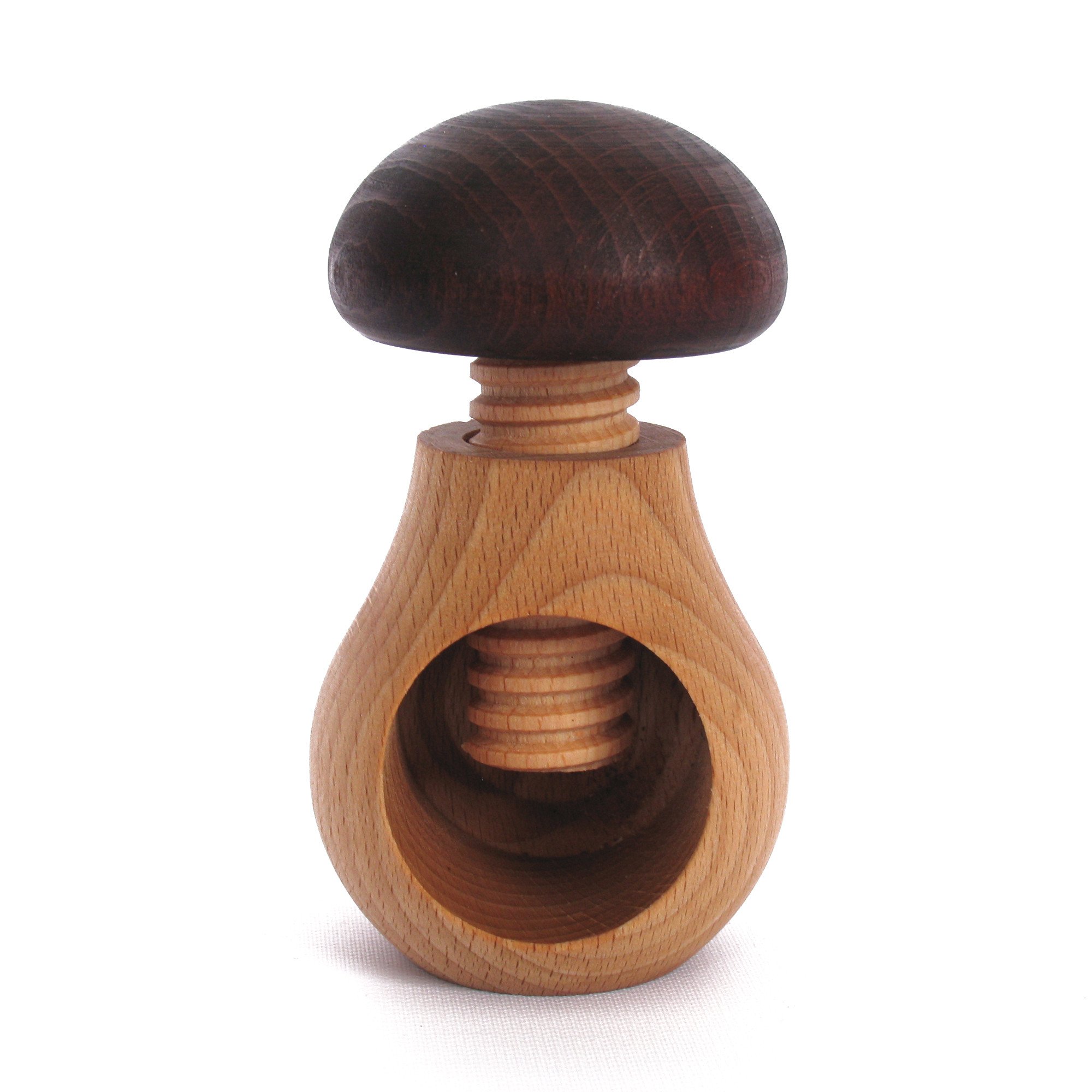 Stone Creek Trading European Wood Mushroom Nut Cracker, Brown