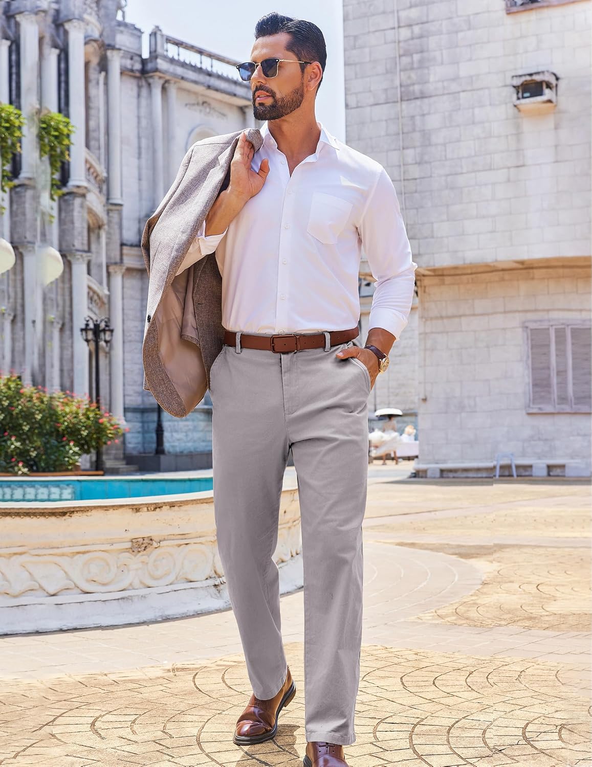 COOFANDY Mens Casual Chinos Pants Classic Relaxed Fit Flat Front Slacks Work Stretch Trousers - Image 6