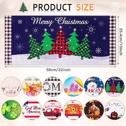 Miniatura 3 de Timgle 12 tapetes intercambiables para puerta de bienvenida de temporada, divertidos, antideslizantes, tapetes decorativos para puerta delantera,