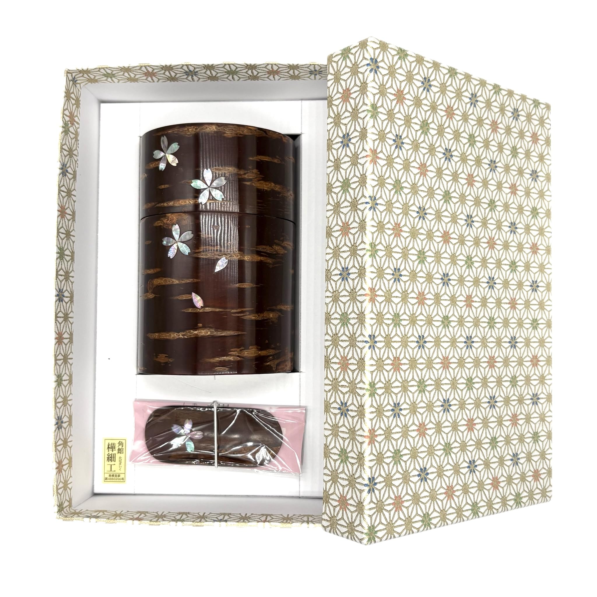 Amazon｜樺細工 桜皮 総皮茶筒 大 容量150g 茶さじ 茶み 螺鈿 ラデン