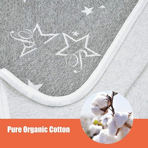 Miniatura 3 de Manta de algodón orgánico para niños, transpirable y cálida, manta acolchada súper suave y ligera para niños y niñas, 39 x 39 pulgadas, gris