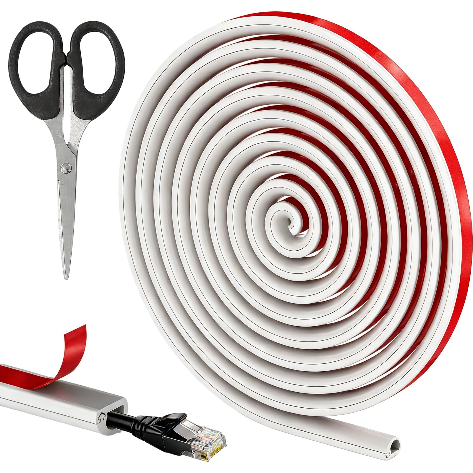 6M Trunking for Electric Cables, Half Round Cable Cover, Self Adhesive Tape Cable Duct to Hide Wire Mini Cables Trunking Flexible Cord Cover for Wires on Wall Floor