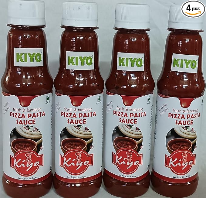 Fresh Pizza Pasta Sauce || No Onion & No garlic || 100% Natural & Vegan Ingredients || No Added Flavours & Colours || Enjoy It with Pizza, Burger & Pasta in Fresh Pantry 210 gm (Pack Of 4)