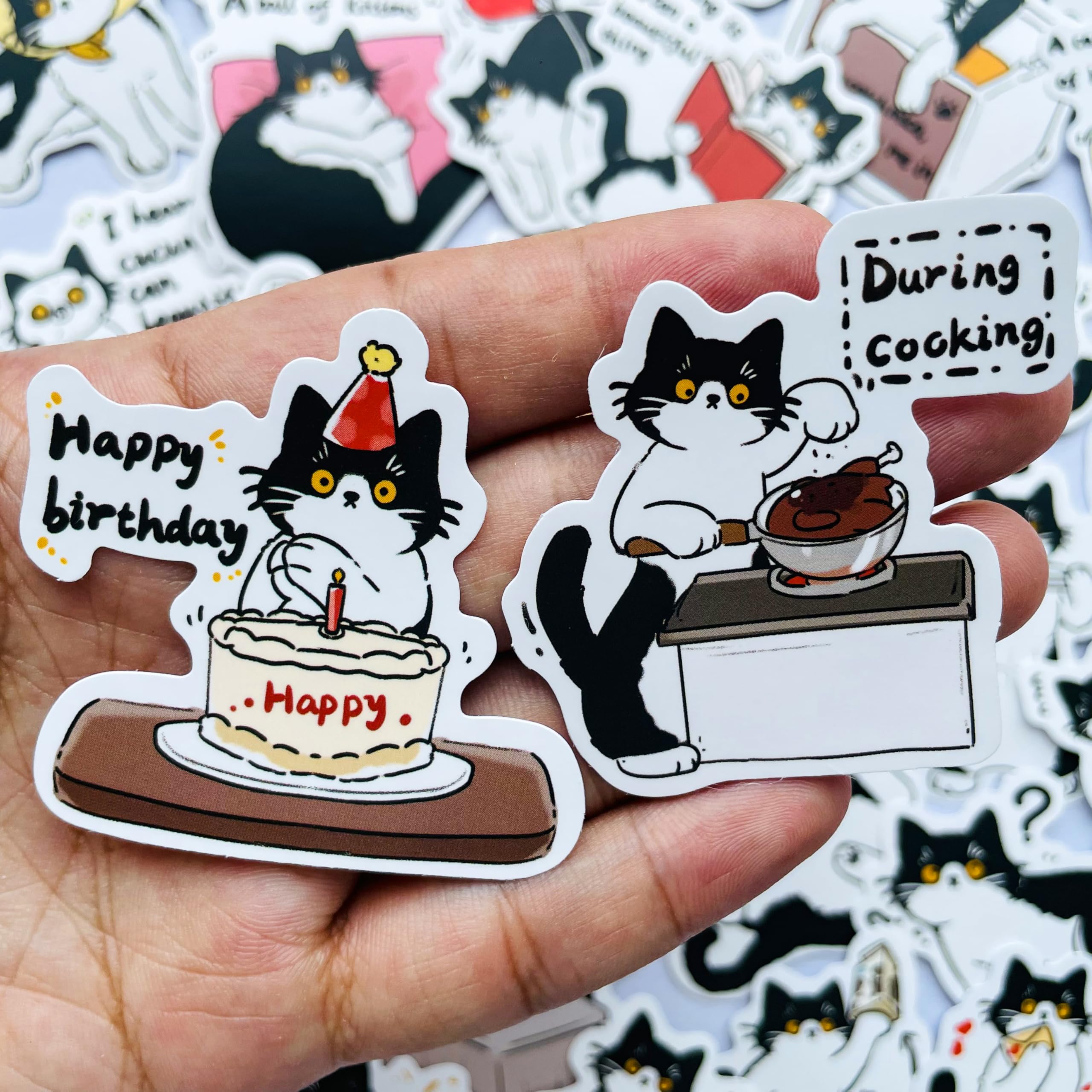 Lot De 50 Autocollants Amusants En Vinyle Imperméables En Forme De Chats Mignons Pour Les Amoureux Des Chats, Autocollants Mignons Pour Bouteilles