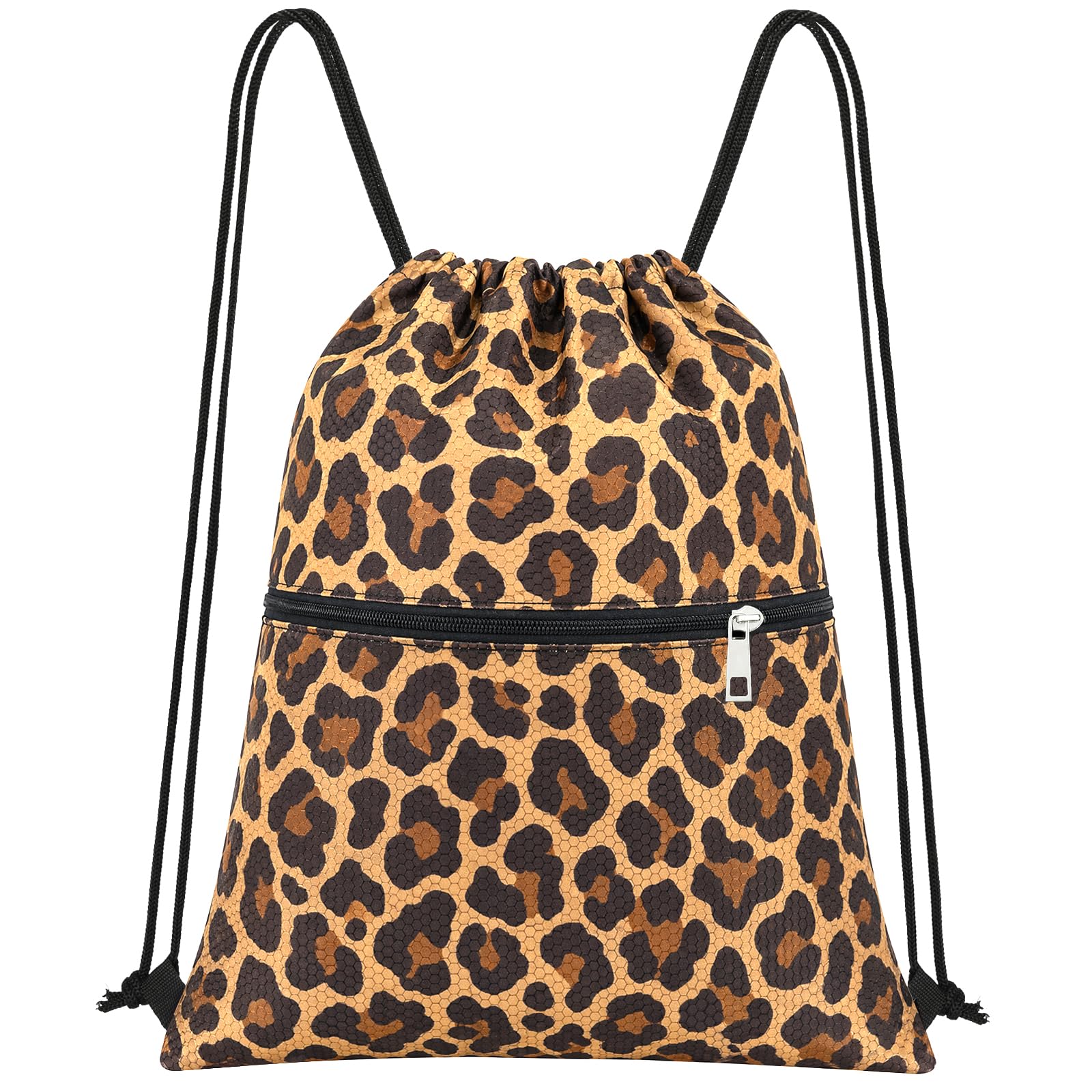 HAGOT Drawstring Bags for Kids, Waterproof Gym PE Bag with Zippered Pocket, String Backpack for Beach Swimming Pool School