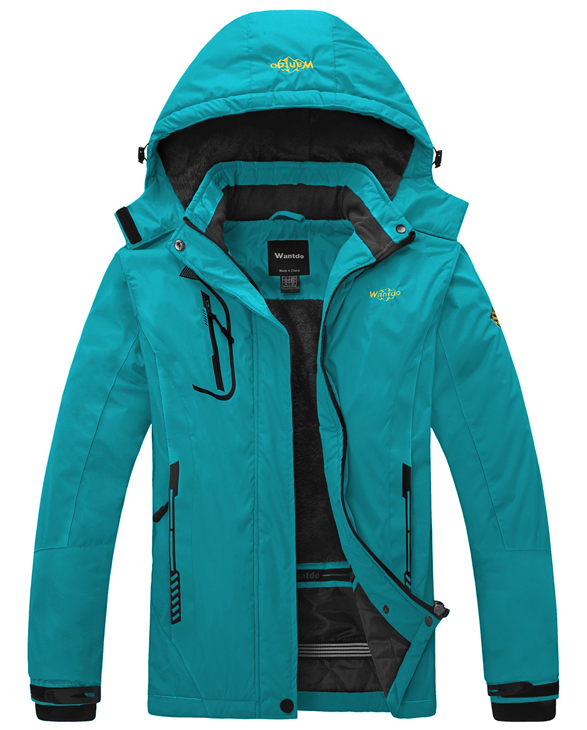 Wantdo Chaqueta de Esquí Cálida para Mujer con Forro Polar Chaqueta de Snowboard Impermeable con Capucha Abrigo de Montaña Impermeable Antiviento Mujer — view 20