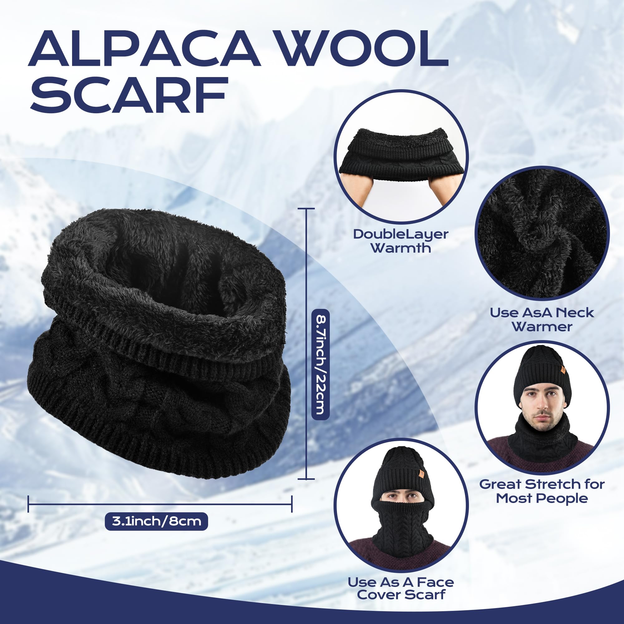 Mütze, Schal & Handschuh-Sets für Damen Herren,Wintermütze Strickmütze Beanie Schlauchschal Winterhandschuhe Touchscreen Handschuhe für Kaltes Wetter 3-in-1 Geschenk Set für den Winter